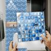 10pcs Blue Marble Mosaic Tile Sticker Kitchen Backsplash Oil-proof Bathroom Waterproof Home Decor Wall Peel Stick Art Mural