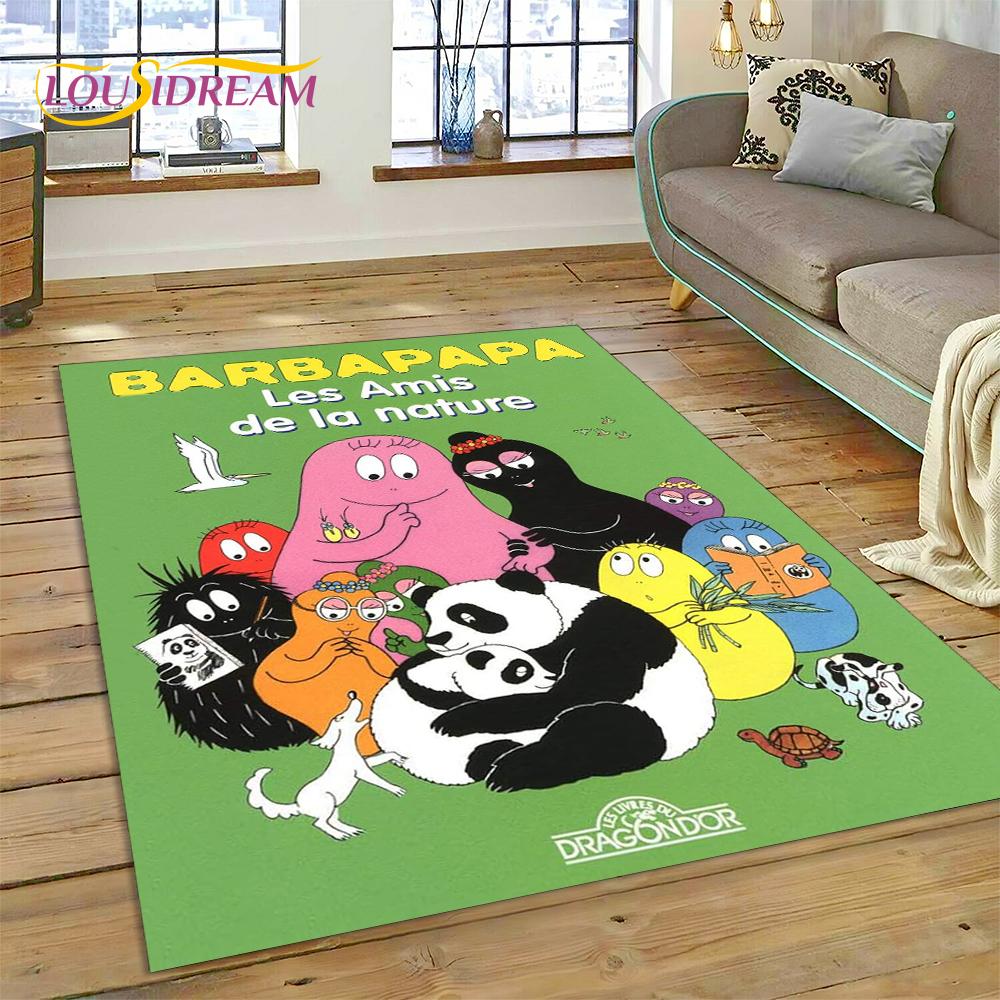 Cartoon Les Barbapapa Family HD Rug Carpet for Living Room Bedroom Home Decor,Floor Mat Non-slip Decoration for Sofa Kid Gift