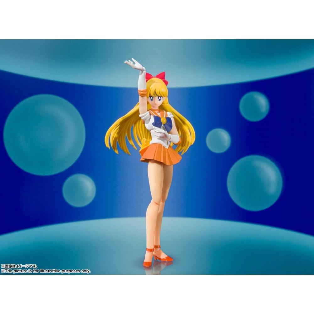 SHFiguarts Sailor Moon Sailor Venus - Анимация Цветное издание- (Версия для перепродажи) приблизительно. Подвижная фигура толщиной 140 мм, окрашенная из ПВХ и АБС-пластика