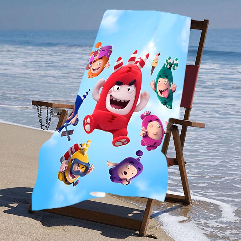 Пляжное полотенце с рисунком Oddbods - мягкое, впитывающее, быстросохнущее, можно стирать в машине - идеально для плавания, кемпинга, купания