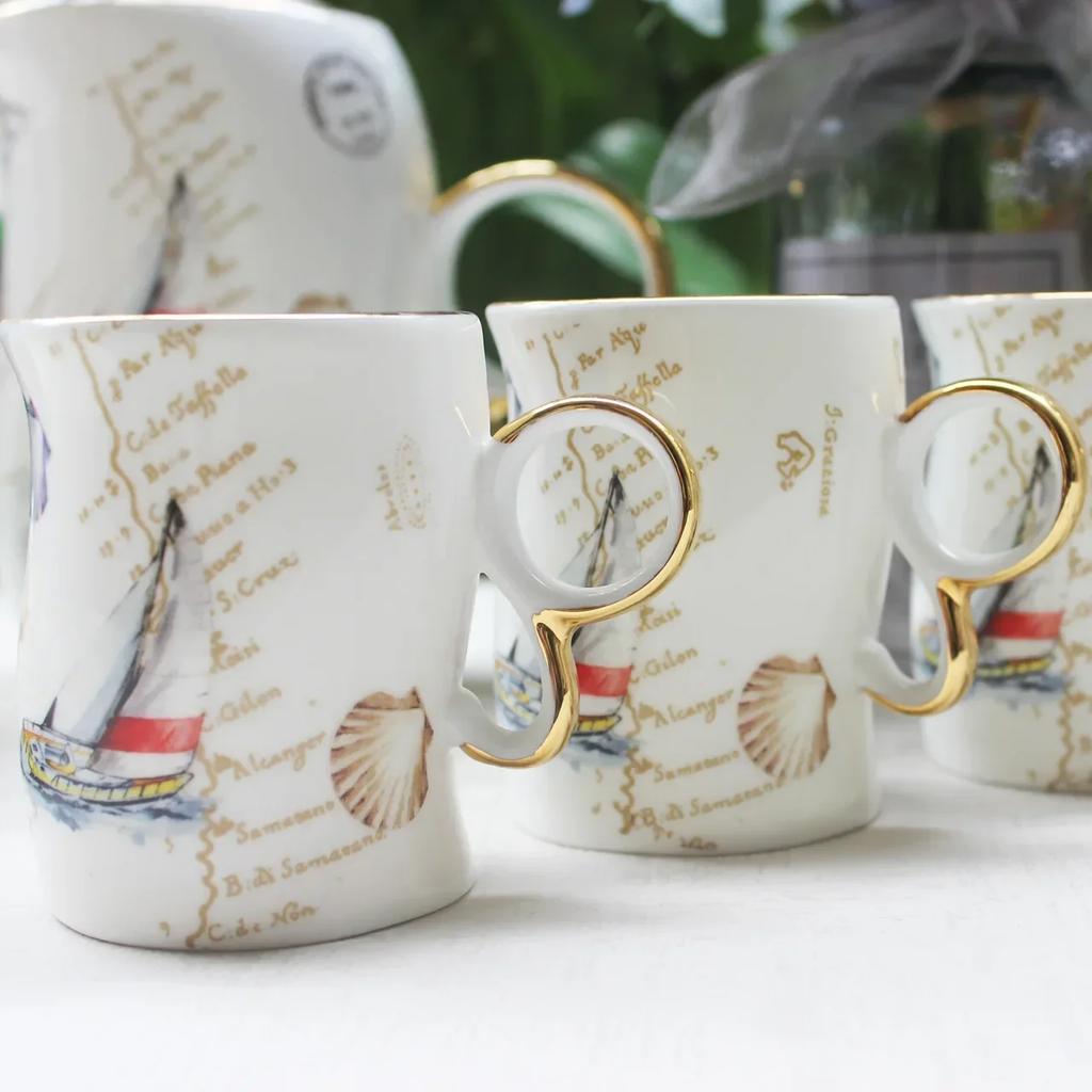 Европейский керамический кофейник, керамическая чашка, цветочный набор для заваривания чая, 1 чайник, 4 чашки, блюдце, набор для послеобеденного чая, красная чайная чашка в подарок