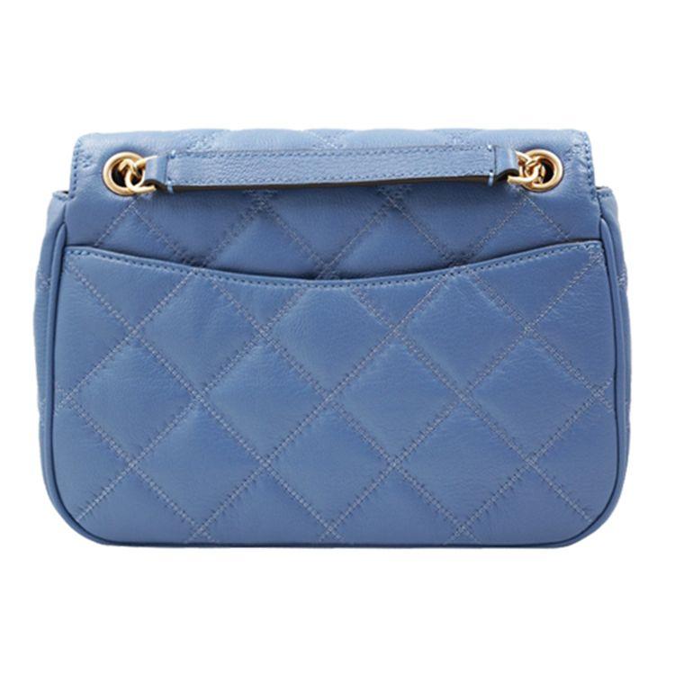 Tory Burch TB Willa Caviar Leather Quilted Chain Commuter Messenger Bag Women bags Blue 82368-457