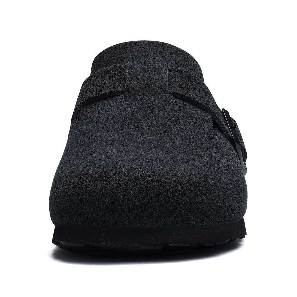 Модные Smile PoP Женские замшевые клоги Кожаные мюли Мужские замшевые клоги Обувь Поддержка свода стопы Картофельные туфли Комфортная пробковая стелька Противоскользящие шлепанцы