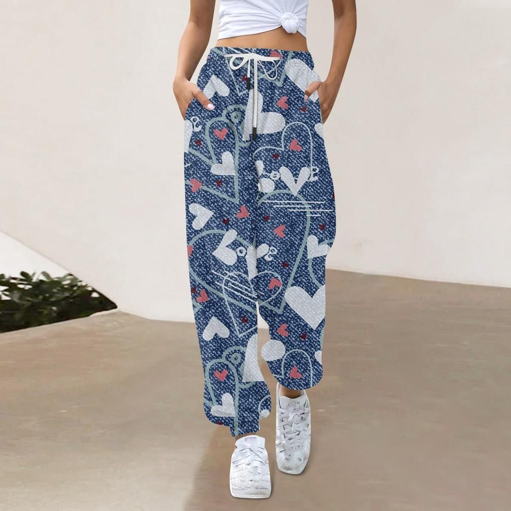 Женские повседневные модные спортивные штаны с имитацией джинсовой ткани и повседневные брюки