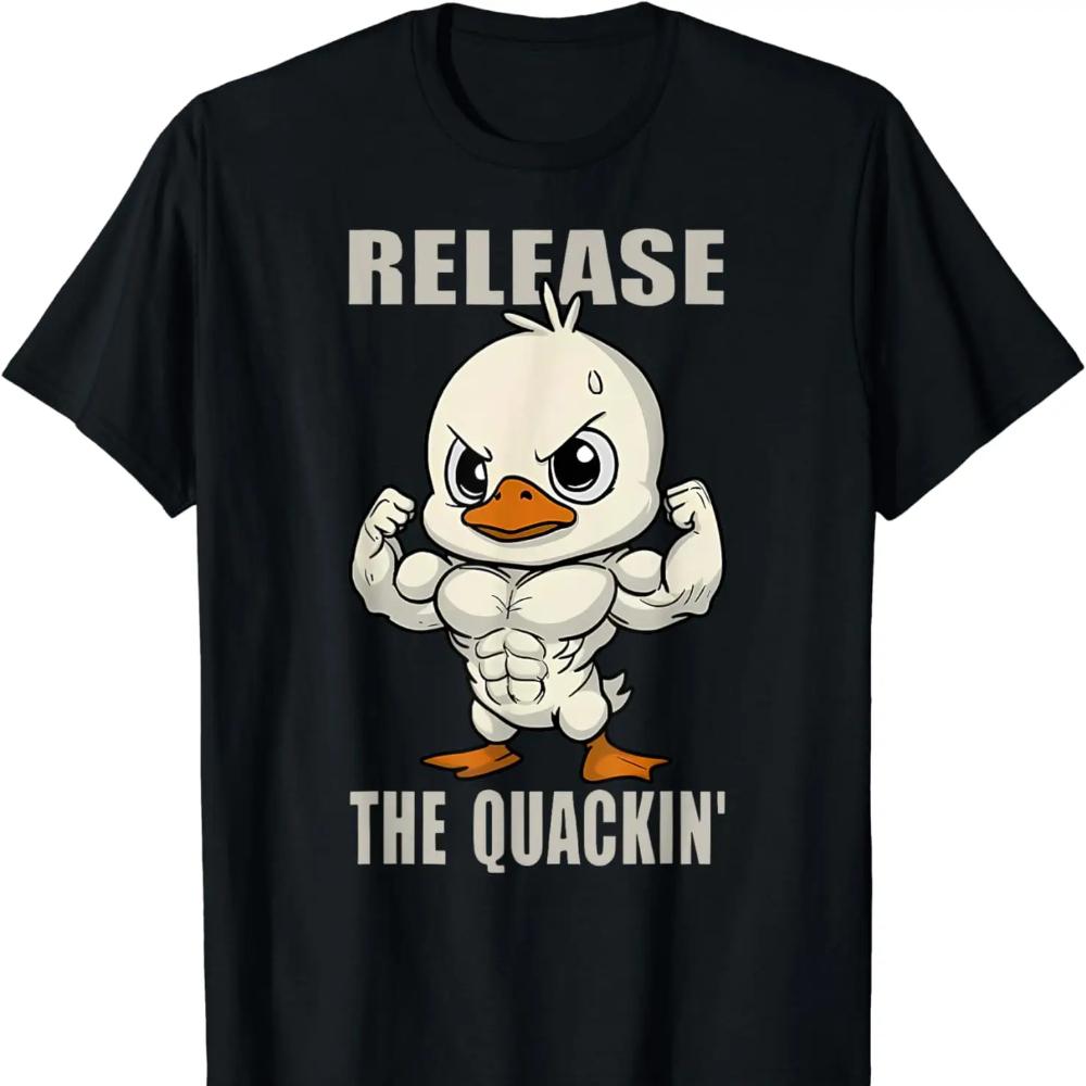 Выпуск The Quackin Duck Gym Тяжелая атлетика Бодибилдер Футболка Графические футболки Мужская одежда Уличная одежда Футболки