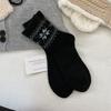Женские ретро носки из шерсти в стиле Fair Isle, теплые осенне-зимние носки средней длины с контрастным узором "снежинка", корейские универсальные хлопковые носки без швов