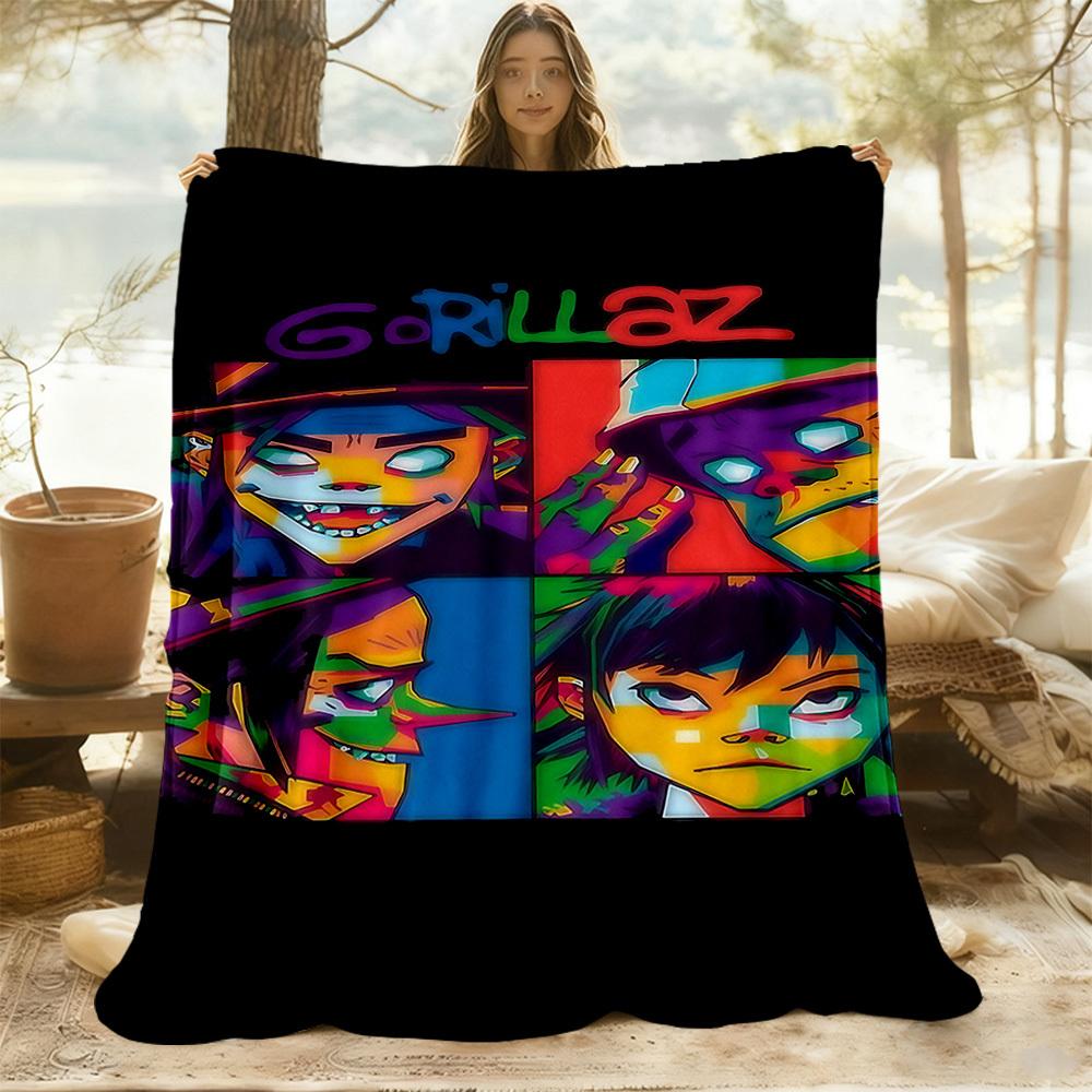 1 шт. Плед Gorillaz для улицы, легкий фланелевый, для использования в любое время года, для дивана, кровати, путешествий, кемпинга, гостиной, офиса, дивана074