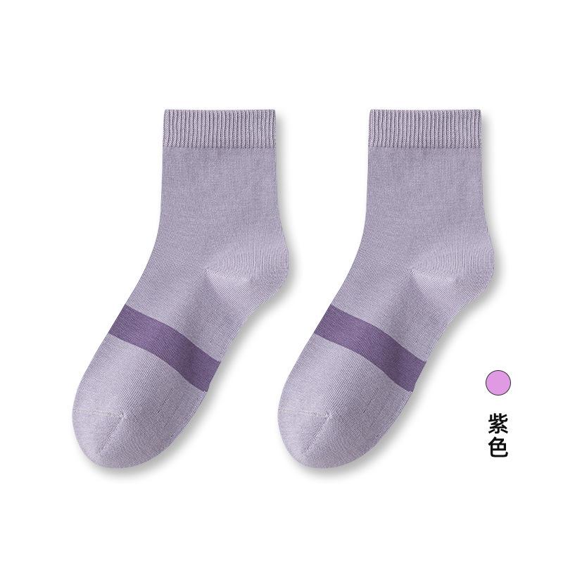 91% Хлопок Носки без костей Женские антибактериальные цветные контрастные женские хлопковые носки в студенческом стиле Носки-трубы средней длины Спортивные носки