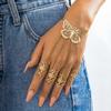 Vintage Open Hollow Finger Ring Link Chain Butterfly Bracelet for Women Punk Gold Color Cuban Chain Hand Jewelry Party
