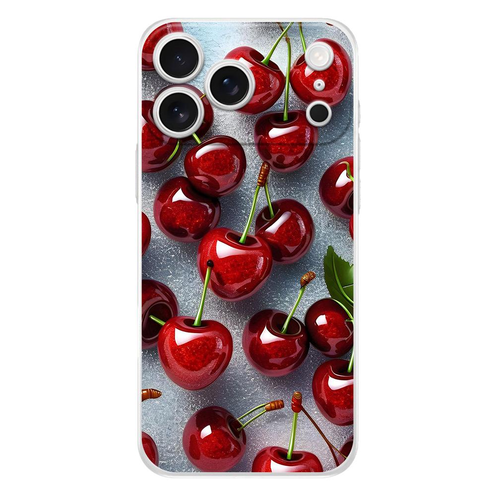 Мягкий прозрачный чехол из ТПУ для телефона iPhone 17 Air 16E 16 11 15 14 Pro MAX 12 13 7 8 Plus SE Пасхальный чехол Защита Красная вишня