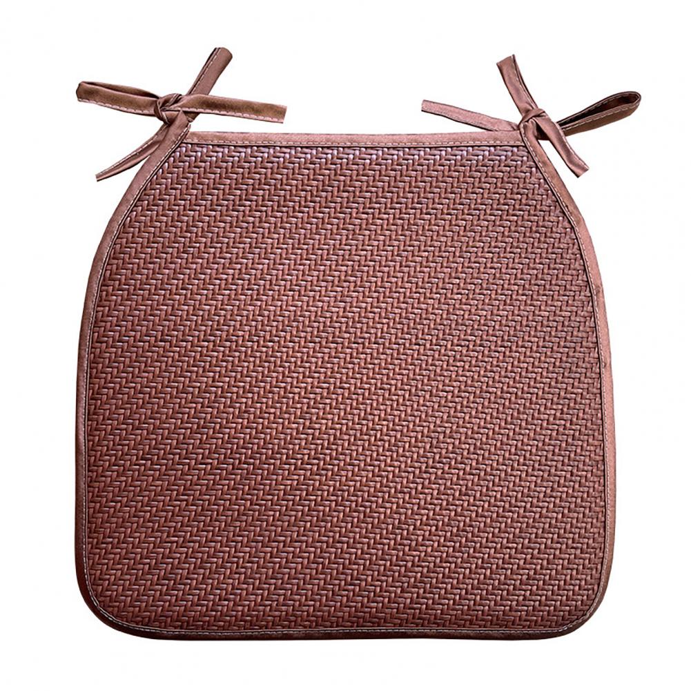 Handwoven Cooling Rattan Seat Pad Square Breathable Office Chair Cushion Non-slip Dining Mat With Ties