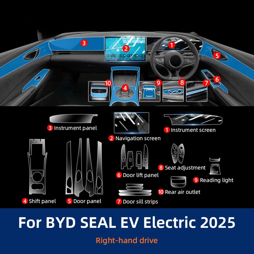 Защитная пленка из ТПУ для салона автомобиля, защита от царапин, для BYD Seal EV, электрический автомобиль, прозрачные защитные наклейки, аксессуары