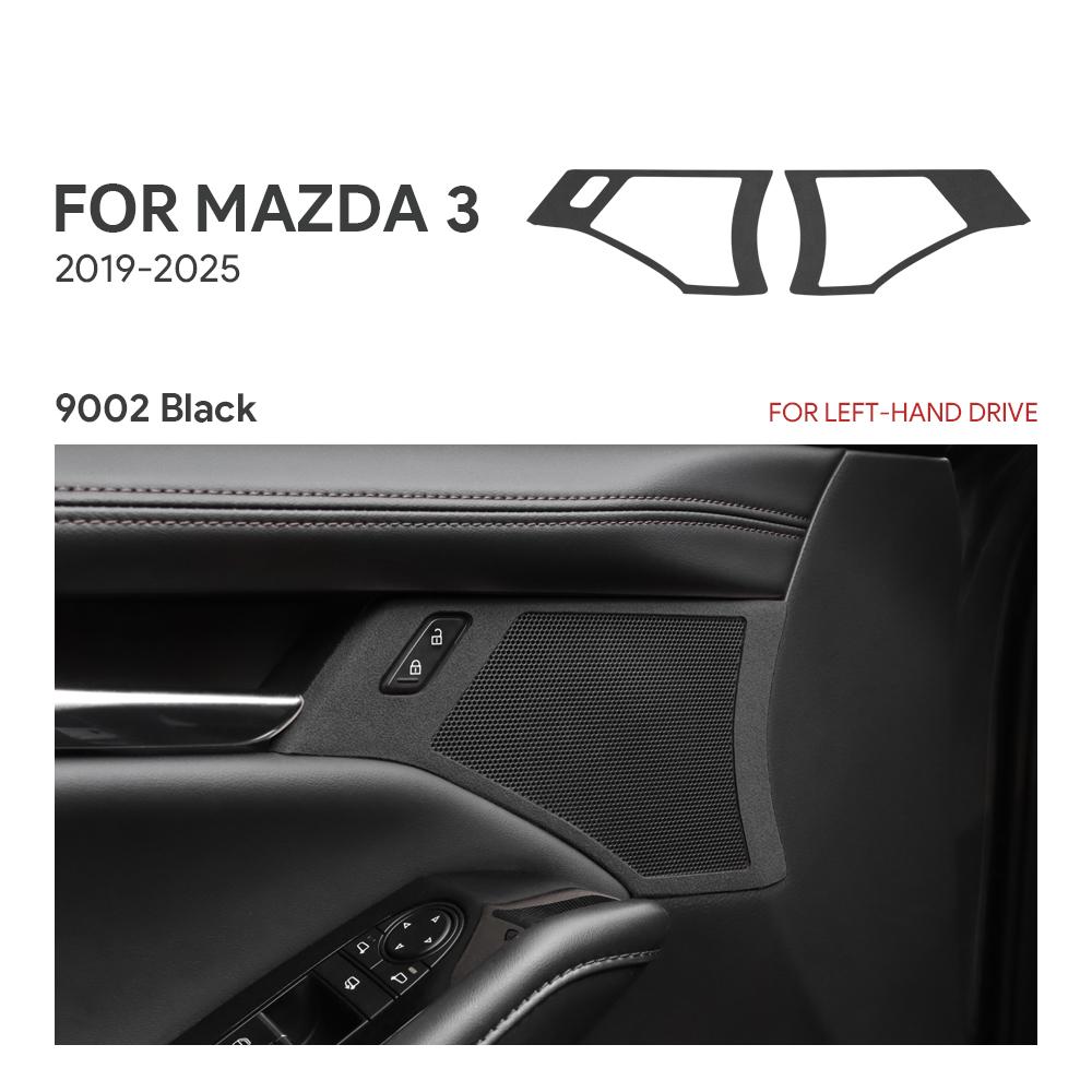 2PCS Top Suede Trim LHD RHD Sticker For Mazda 3 Axela 2024 2025 Car Door Horn Button Frame Accessories