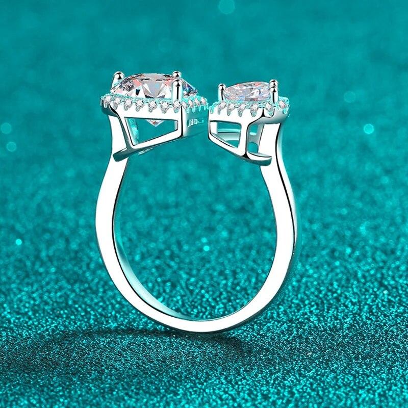 2.5cttw Heart Cut Genuine Moissanite Wedding Rings for Women Adjustable 925 Sterling Silver Girls Birthday Gift Wholesale
