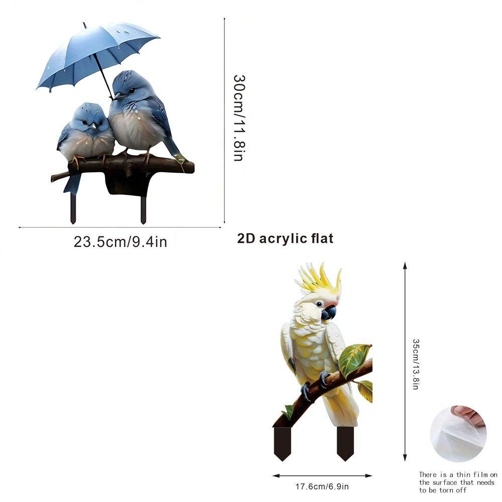 Acrylic Bird Garden Pile Cute Animal Mini Figurine Crafts Garden Stake Courtyard