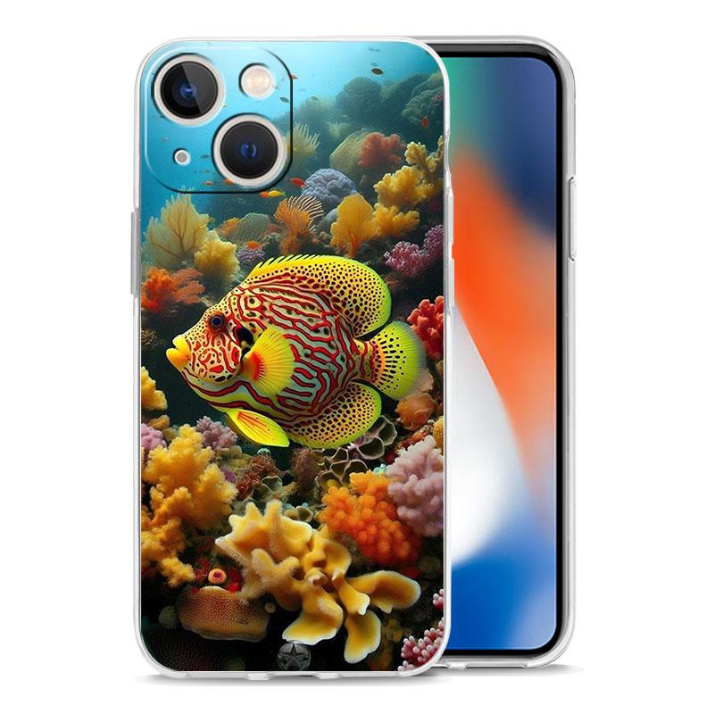 Чехол для телефона iPhone 17 Чехлы iPhone Air 16 15 12 13 14 Pro Max 7 8 Plus 16Pro iPhone11 Прозрачный чехол Мультяшная милая рыбка