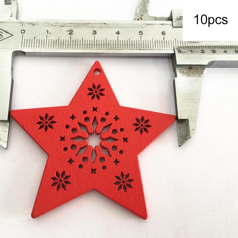 10 шт. Рождественская звезда, подвесные украшения, снежинки, деревянные подвески, рождественская елка, лось, ангел, сердце, праздничные принадлежности