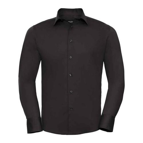 Russell Collection Mens Stretch Fitted Long-Sleeved Shirt