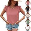 Women's Summer Solid Color Vest Solid Color Round Neck Pullover Ruffle Top