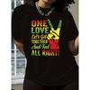 Графическая футболка с символом мира One Love - Яркий дизайн в раста-цветах, Круглый вырез, Короткие рукава