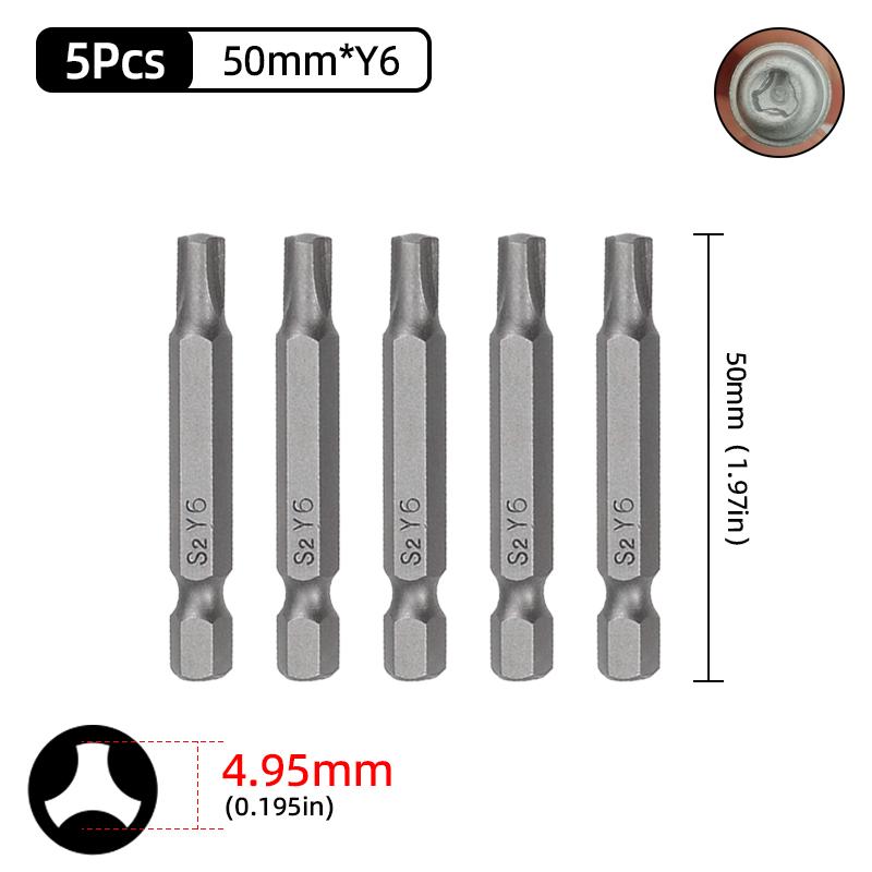 Набор магнитных Y-образных отверточных бит для ремонта велосипеда, шестигранный хвостовик 1/4 дюйма, Y4 Y5 Y6 Y8, 50 мм, отвертка, ручной инструмент