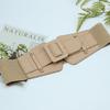 Elastic Skirt Canvas Sweater Dress Female PU Belt Cummerbunds Women Waistband Waist Belt