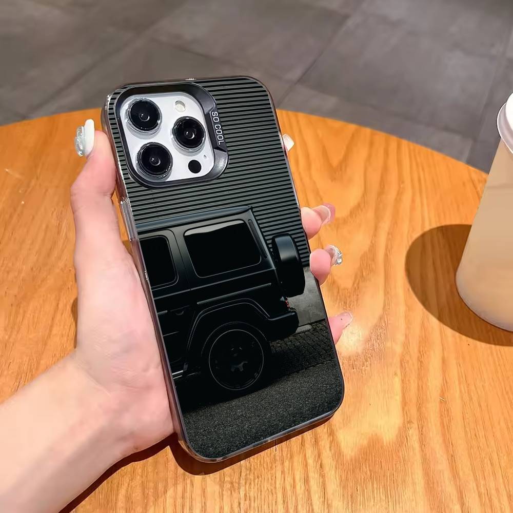 Чехол для телефона M-Mercedes-ES G-G для iPhone17 16 15 14 13 12 Pro Max Серый Черный Матовый Лазерный Металлик Аврора Funda
