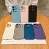 Suitable for Iphone16 Candy Silicone Case, Apple 15promax with Lens Film 13 Simple Solid Color 14 Phone Case