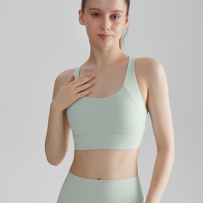 Женский спортивный бюстгальтер высокой прочности LAHN: Ударопрочная фиксированная чашка для бега, фитнеса и йоги
