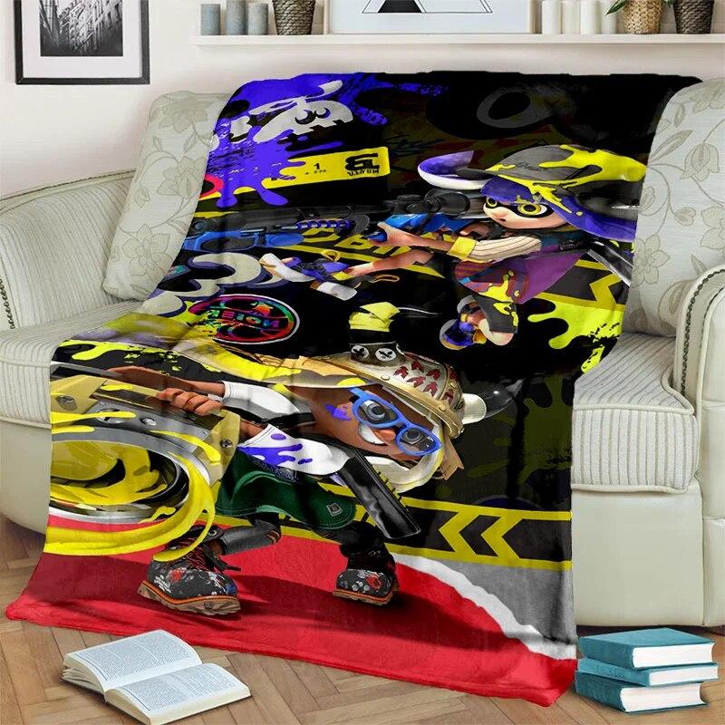 3D Games Splatoon,PC Gamer Cartoon Blanket,Soft Throw Blanket for Home Bedroom Bed Sofa Picnic Travel Office Cover Blanket Kids