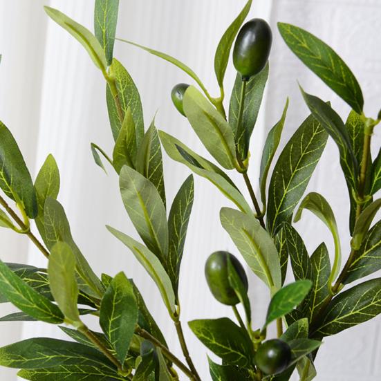 Искусственная ветка оливкового листа со стеблем 4/6 вилка Реалистичные многоразовые искусственные зеленые растения Зелень Домашний стол Центральное украшение Свадебные украшения Реквизит для фотографий