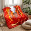 Lamine Yamal Custom Name Text Flannel Blanket Soccer Logo Personalized Fleece Throw Blanket Special Gift For Sofa Bedroom Home