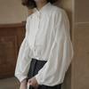 Elegant Vintage Puff Sleeve Women's Shirts Tops New Fashion Loose Round Neck Casual White Blouses Women Button Up Slim Fit Sweet Ladies Shirt 26086