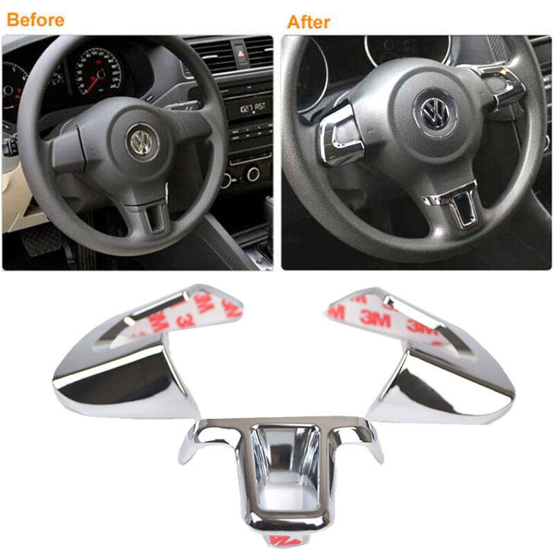 Steering Wheel Chrome Inserts Cover Trim For VW Golf Polo Jetta Caddy Touran