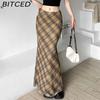 Летняя женская однотонная юбка-карандаш облегающего кроя, уличный стиль, с высокой посадкой, клетчатая юбка