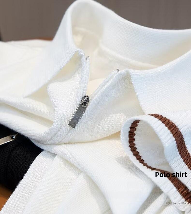 Мужская модная приталенная рубашка-поло с лацканами - футболка с короткими рукавами в корейском стиле, лето 2023 г.