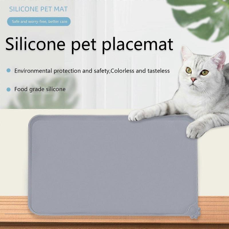 Dog Food Mat Silicone Nonslip Pet Feeding Placemat with Raised Edges Washable
