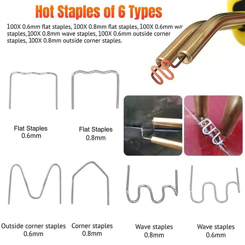 100-600Pcs Auto Plastic Repair Welding Nails Car Bumper Repair Welded Stud Precut Wave Nails Machine Welding Hot Stapler