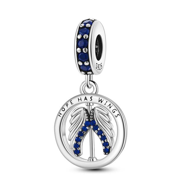 Fit Bracelet Inlaid Zircon Beads Charms 925 Sterling Silver Heart -Shape Colorful Dangle Pendants Bangle Jewelry