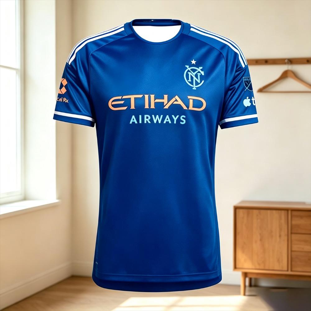 Мужская черная выездная футболка NYCFC с принтом Etihad Airways, быстросохнущая