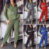 2 Pcs/Set Women Sweatshrit Pants Suit Sequin Hooded Long Sleeves Zip-up Sport Hoodie Elastic Waist Trousers Fitness Outfit Spring Commuting