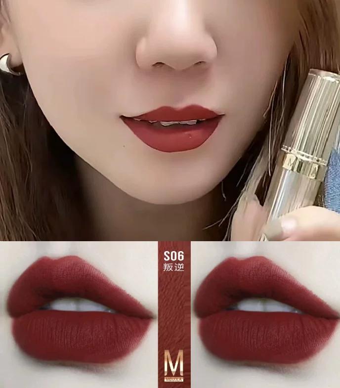Student Matte Waterproof No Stain on Cup Lip Lacquer Pigeon Blood Red White Lip Gloss No Fading Waterproof and Durable Coloring Fashion