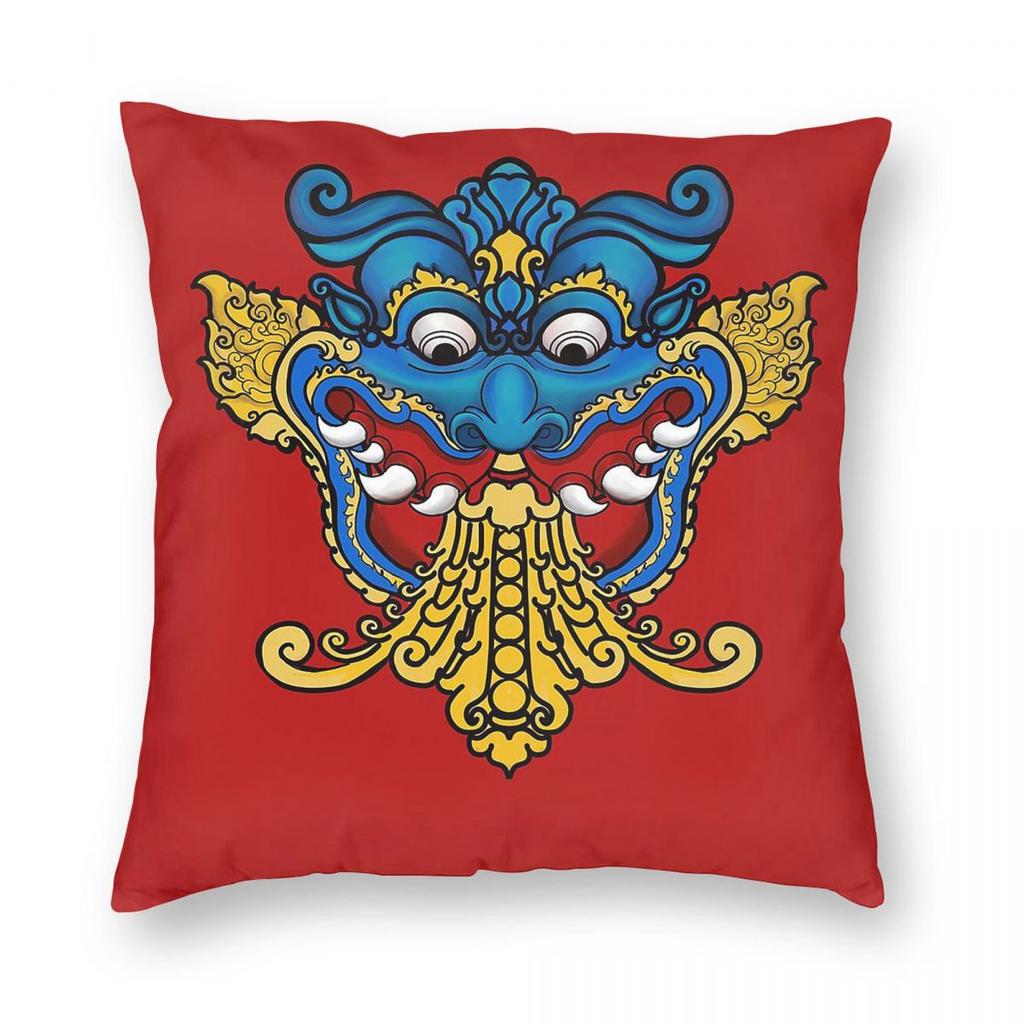 Kirtimukha Demon Indian Square Pillowcase Polyester Linen Velvet Pattern Zip Decorative Throw Pillow Case Home Cushion Cover