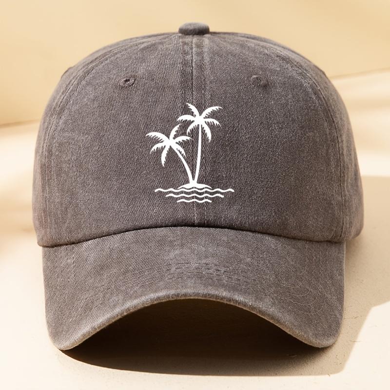 Бейсболка с принтом кокосовой пальмы, однотонная, потертая, повседневная, легкая, регулируемая, для папы, для женщин и мужчин