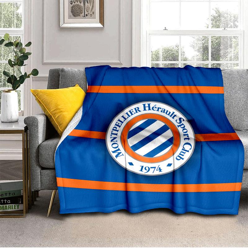 Montpellier Sc Crest Blanket Lightweight Ideal Bedding Blanket Perfect for Travel, Camping, Living Rooms, Offices, Sofas, Fan Christmas gift