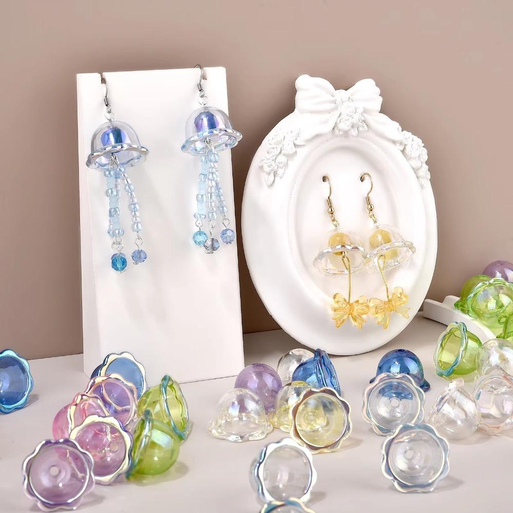 10pcs Transparent Flower Bead Caps Multi-Petal Wind Bell Beads Petal Charms Beads Earring Jewelry