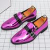 Fashion Luxury Designer Male Pointed Mirror Leather Casual Shoes Men's Monk Strap Loafers Formal Wedding Dress Homecoming  Footwear