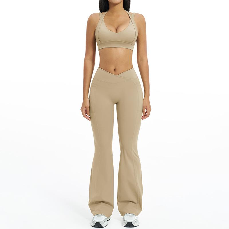 JYL Комплект для йоги ню Tight Backless Flared Повседневный наряд для бега