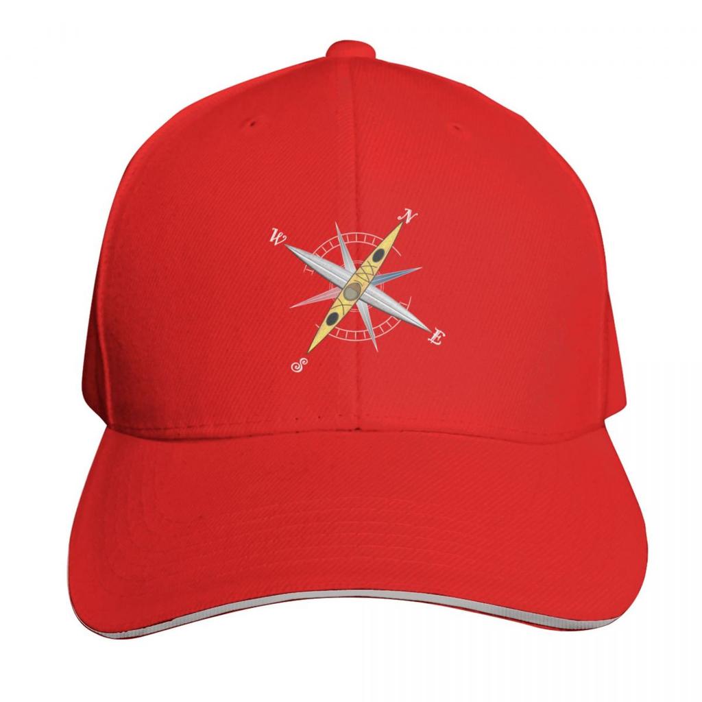 Cool kayak design with compass rose and yellow kayak Baseball Cap Hip Hop New In Hat birthday Unisexs Caps Womens