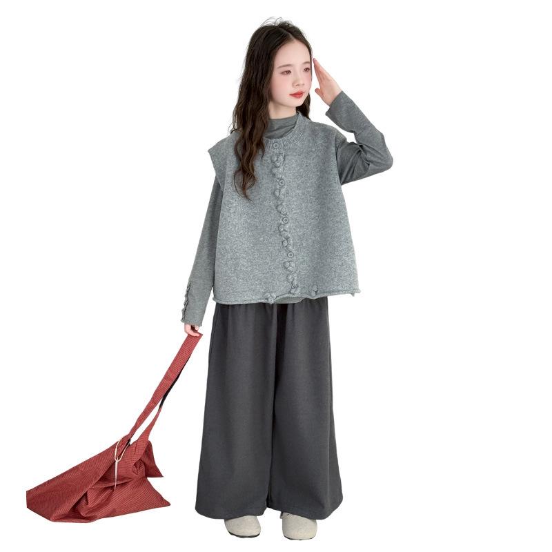 Девочки Корейский Стиль Комплект из Трех Вещей Осенняя Мода 2025 – Стильный Повседневный Наряд для Старших Девочек